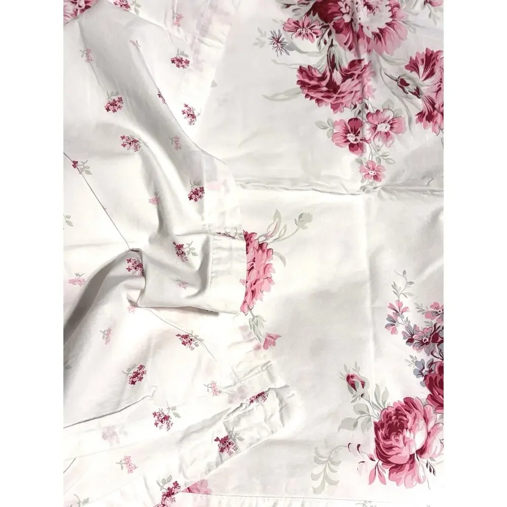 Simply Shabby Chic King Sunbleached 100% Cotton White Pink Floral Duvet Set 2014